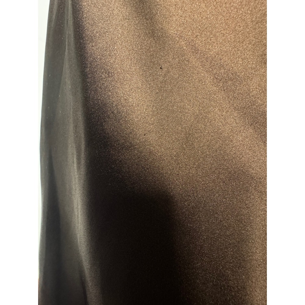 Line and Dot Brown Satin Cowl Neck Lace Slit Maxi Dress Small Open Back - Picture 10 of 12